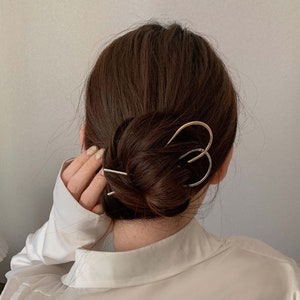 Two Modern U Shape Metal Hair Clips | French U Hair Pins | Minimalist Hair Sticks | Bun Holders | Hair Forks | Barrette Sticks | Hair prongs