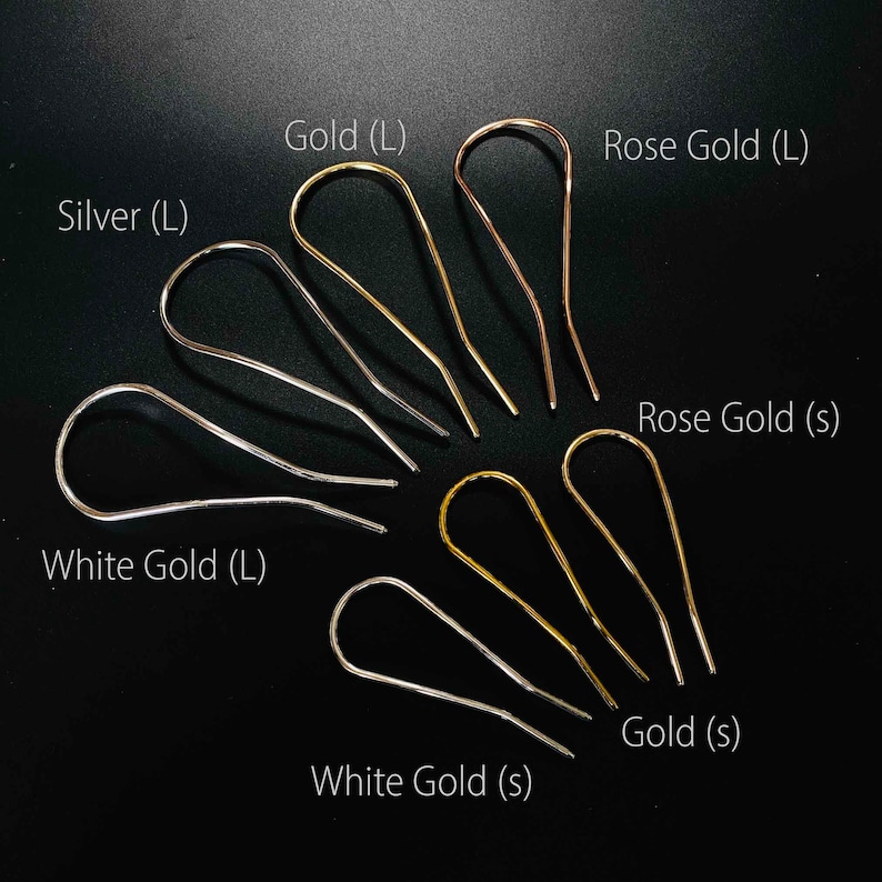Two Minimalist metal U hair Pin 
2 Sizes: Large / Small
4 color choices
Silver 
Gold
Rose Gold
White Gold