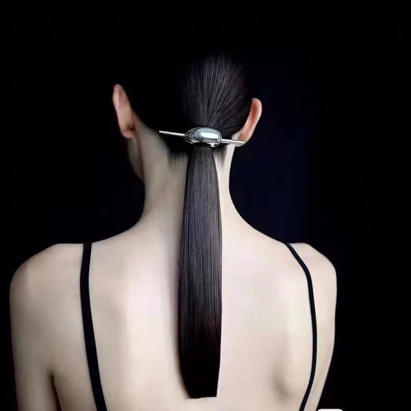 Barrette et bâton minimalistes pour cheveux en forme de croissant de lune | Épingle à cheveux | Fourchette à cheveux | Porte-chignon | Broche à cheveux |