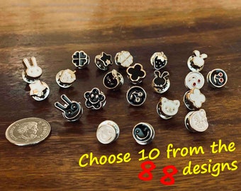 10 brooch pins / Lapel pins of your choice from collection of 88 designs.