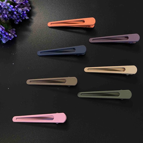 A set of 2 Droplet shape alligator clips | Morandi matte color | Earth tone color | Hair accessories | Headwear for thick hair