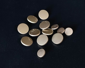 10 Pcs of Round Flat metal shank buttons | Gold tone luster finish | For coat sweaters jacket sewing blazer cardigan craft project