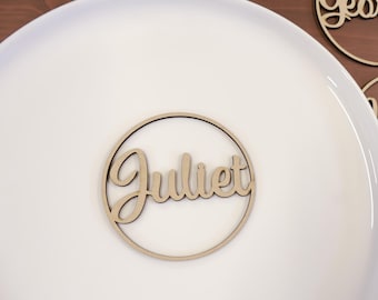 Wooden Circle Place Cards | Personalized MDF Wedding Table Decor