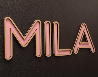 Custom Acrylic & Wood Name Sign | Double Layered Nursery Decor