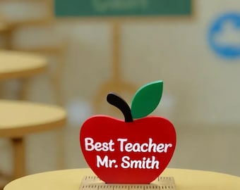Personalized Teacher Apple Desk Sign | Engraved Gift