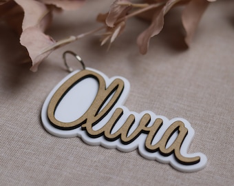 Personalized Name Keyring, Double Layered Acrylic MDF Bag Tag
