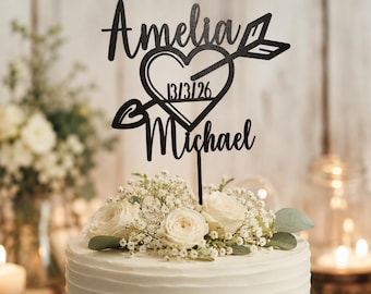 Personalised Heart Arrow Cake Topper