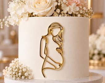 Pregnant Woman Acrylic Silhouette | Baby Shower Acrylic Decoration | Maternity Line Art | Pregnancy Cake Topper | Baby Shower Decor