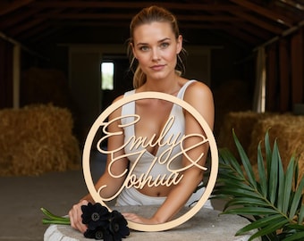 Personalized Wooden Hoop Wedding Sign | Custom MDF Plaque