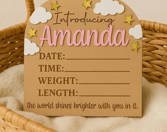 Personalized Baby Announcement Plaque | 3D Nursery Decor