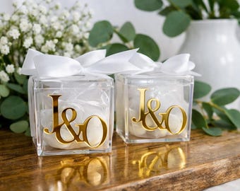 Personalized Acrylic Bonbonniere Tags, Wedding Favors, Custom Initials, Acrylic Decor