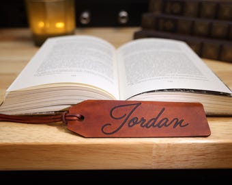 Rustic Leather Bookmark with Engraved Name| Meaningful Gift for Readers