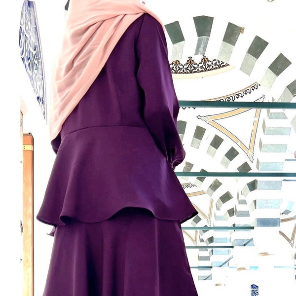 Girls purple satin Eid dress abaya, teen girls purple satin maxi dress abaya, modest bridesmaid wedding dress, muslim girls dress, Eid abaya