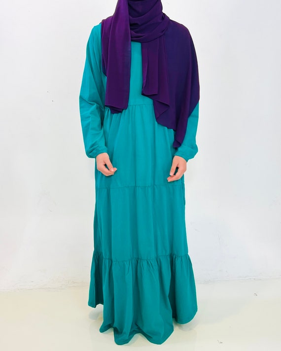 Girls Green Tiered Maxi Dress Abaya Pink Long Sleeve Maxi Dress Girls Pink Green Maxi Dress Muslim Girls Dress Teen Girls Ramadan Dress Etsy Canada
