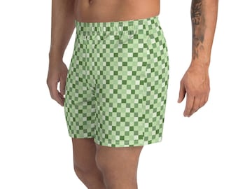 Wasabi Japanese Shorts - Recycled Men's Green Athletic Shorts - Traditional Pattern of Japan and Eco-Friendly