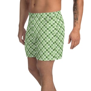 Wasabi Japanese Shorts - Recycled Men&#39;s Green Athletic Shorts - Traditional Pattern of Japan and Eco-Friendly