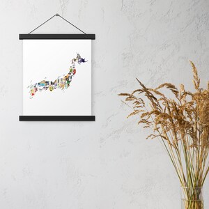 Sake Label Map of Japan Hanging Print - Free US Shipping