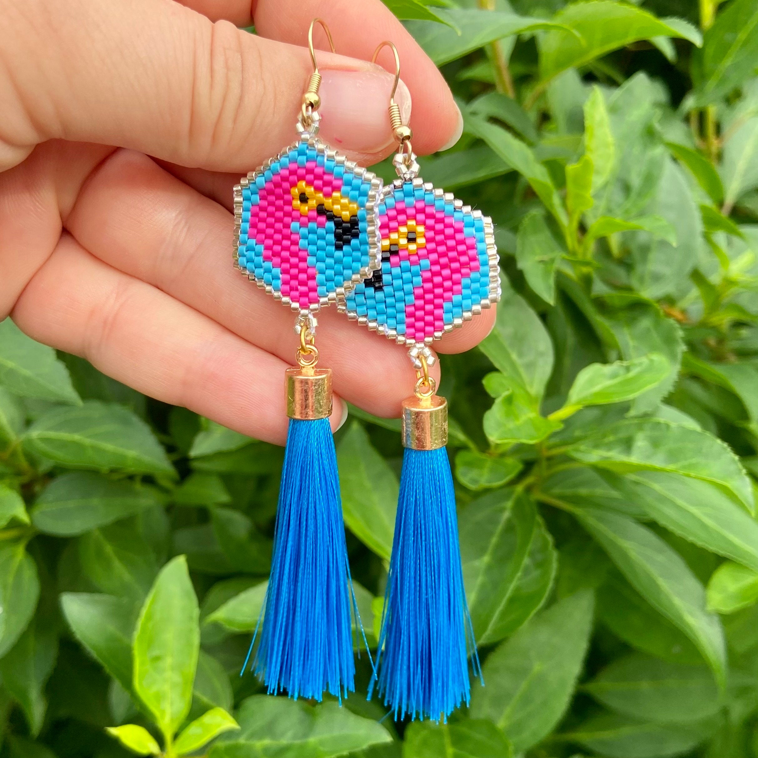 Blue Tassel Earrings - Etsy Canada