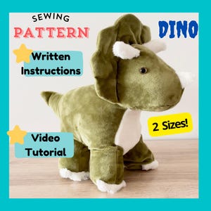 Triceratops Sewing Pattern: DIY Dinosaur Plush with Instructions (2 Sizes) (PDF Download)