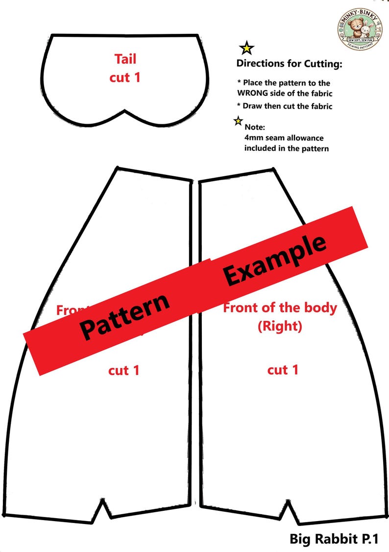 Bunny Sewing Pattern PDF | Plush Rabbit Pattern | Stuffed Animal Sewing Pattern | Beginner Soft Toy Tutorial | 2 Sizes image 4