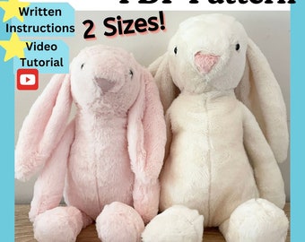 Rabbit Sisters DIY Pattern , Written Instructions and Online Tutorial (2 Sizes! Big & Small Rabbit !)