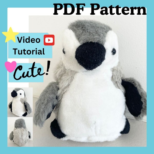 Adorable Penguin Plush DIY Pattern (Digital PDF File) and Online Tutorial