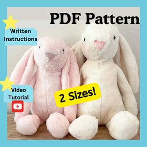 Rabbit Sisters DIY Pattern , Written Instructions and Online Tutorial (2 Sizes! Big & Small Rabbit !)
