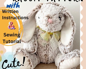 Adorable Bunny Rabbit Plush DIY Pattern  (Digital File), Written Instructions and Online Tutorial