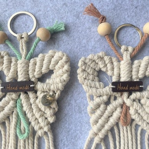 Handmade Macrame Butterfly Keyring with Charm
