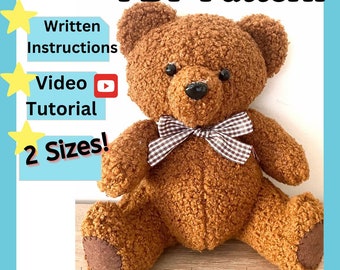 Adorable Teddy Bear DIY Pattern  (Digital File) and Online Tutorial