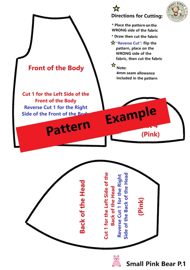 Teddy Bear Sewing Pattern PDF | DIY Plush Bear Pattern | Stuffed Animal Tutorial | 2 Sizes Teddy Bear | Beginner Friendly image 5