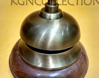 Vintage Brass Office Bell W/ Wooden Base Nautical Bell Office decor