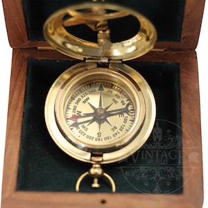 Polished Brass 45mm Pocket Sundial Compass | Anniversary gifts