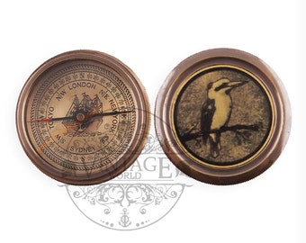Australian Kookaburra 60mm Compass | Fully Functional | Anniversary gifts