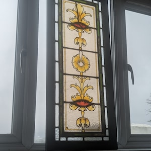 Elegant Antique Stained Glass Panel