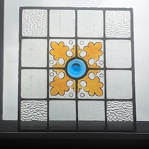 Beautiful Renovated Compact Antique Stained Glass Panel