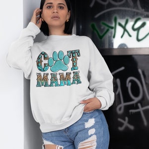 NicholesGifts2 Plus Size Women Cat Mama Crewneck Sweatshirt image 1