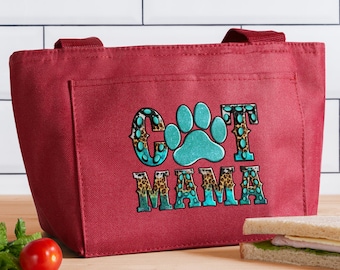 NicholesGifts2 Women Cat Mama Insulated Lunch Bag