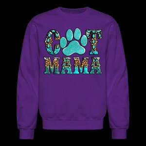 Plus Size Women Cat Mama Crewneck Sweatshirt - purple