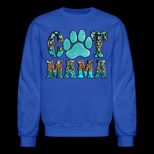 Plus Size Women Cat Mama Crewneck Sweatshirt - royal blue