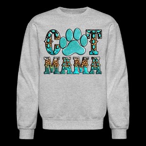 Plus Size Women Cat Mama Crewneck Sweatshirt - heather gray