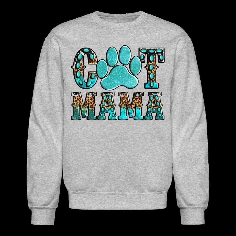 Plus Size Women Cat Mama Crewneck Sweatshirt - heather gray