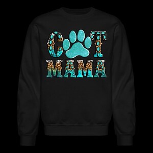 Plus Size Women Cat Mama Crewneck Sweatshirt - black