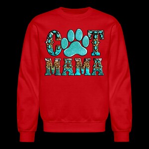 Plus Size Women Cat Mama Crewneck Sweatshirt - red
