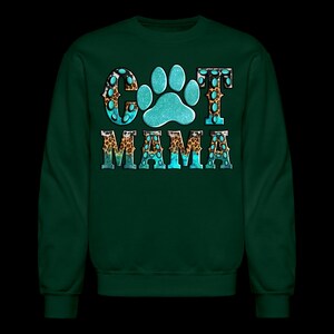 Plus Size Women Cat Mama Crewneck Sweatshirt - forest green