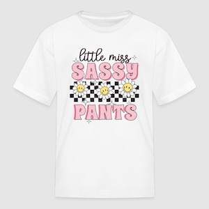 NicholesGifts2 Girls Little Miss Sassy Pants Short Sleeve T-Shirt