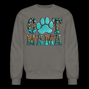 Plus Size Women Cat Mama Crewneck Sweatshirt - asphalt gray