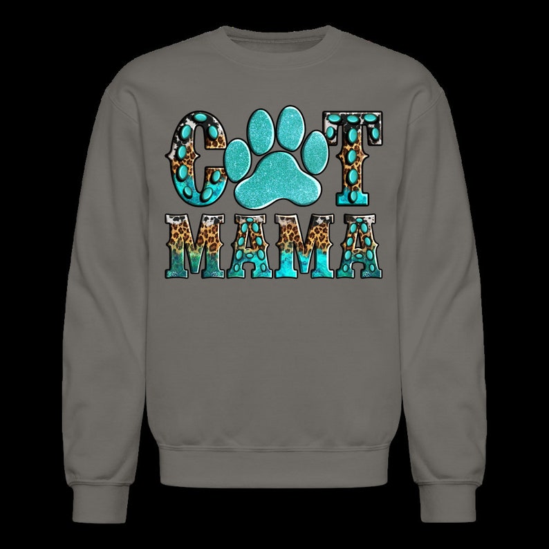 Plus Size Women Cat Mama Crewneck Sweatshirt - asphalt gray