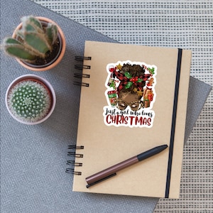 NicholesGifts2 African American Women Loves Christmas Vinyl Sticker