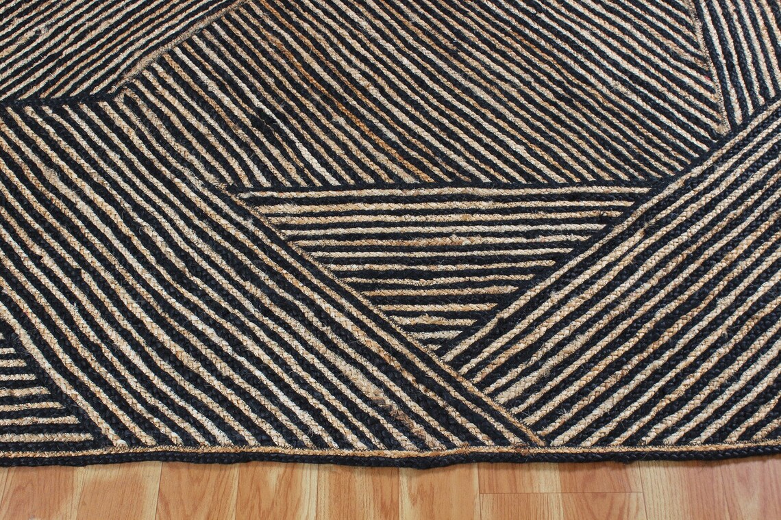 Jute Rug Braided Jute Runner /black Jute Runner/natural Jute Etsy